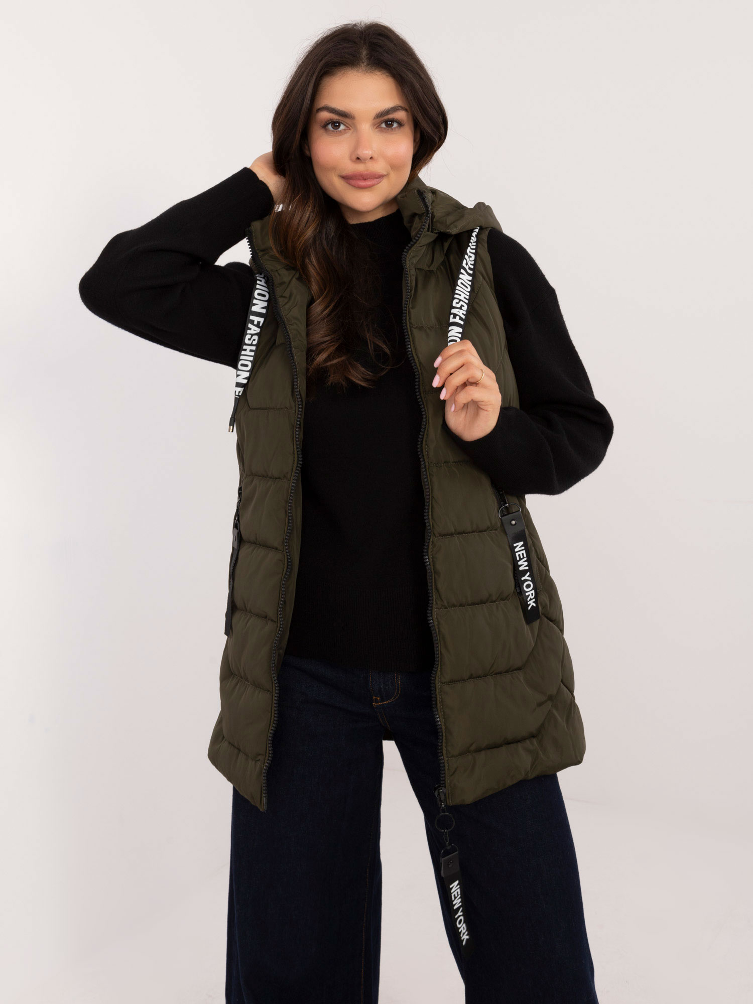 Khaki prešívaná vesta so zapínaním na zips SK-KZ-HH-278.31-khaki Veľkosť: L