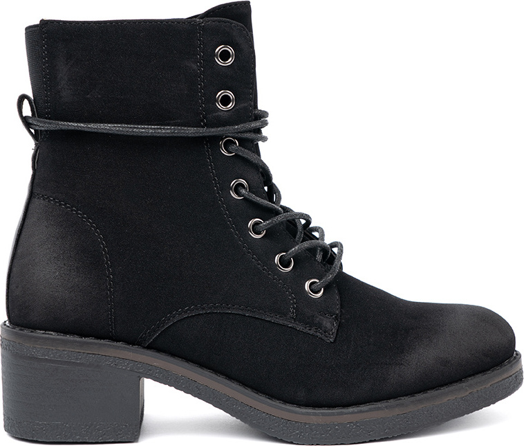 Čierne dámske členkové šnurovacie topánky na nízkom podpätku, podpätok 5 cm 9630-PA-B Veľkosť: 36