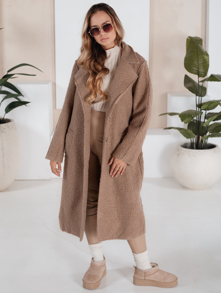 Béžový dámsky teddy kabát NY0753 Veľkosť: XL