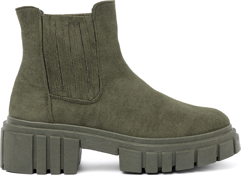 Khaki dámske členkové topánky s elastickými vsadkami CN-017GR Veľkosť: 36