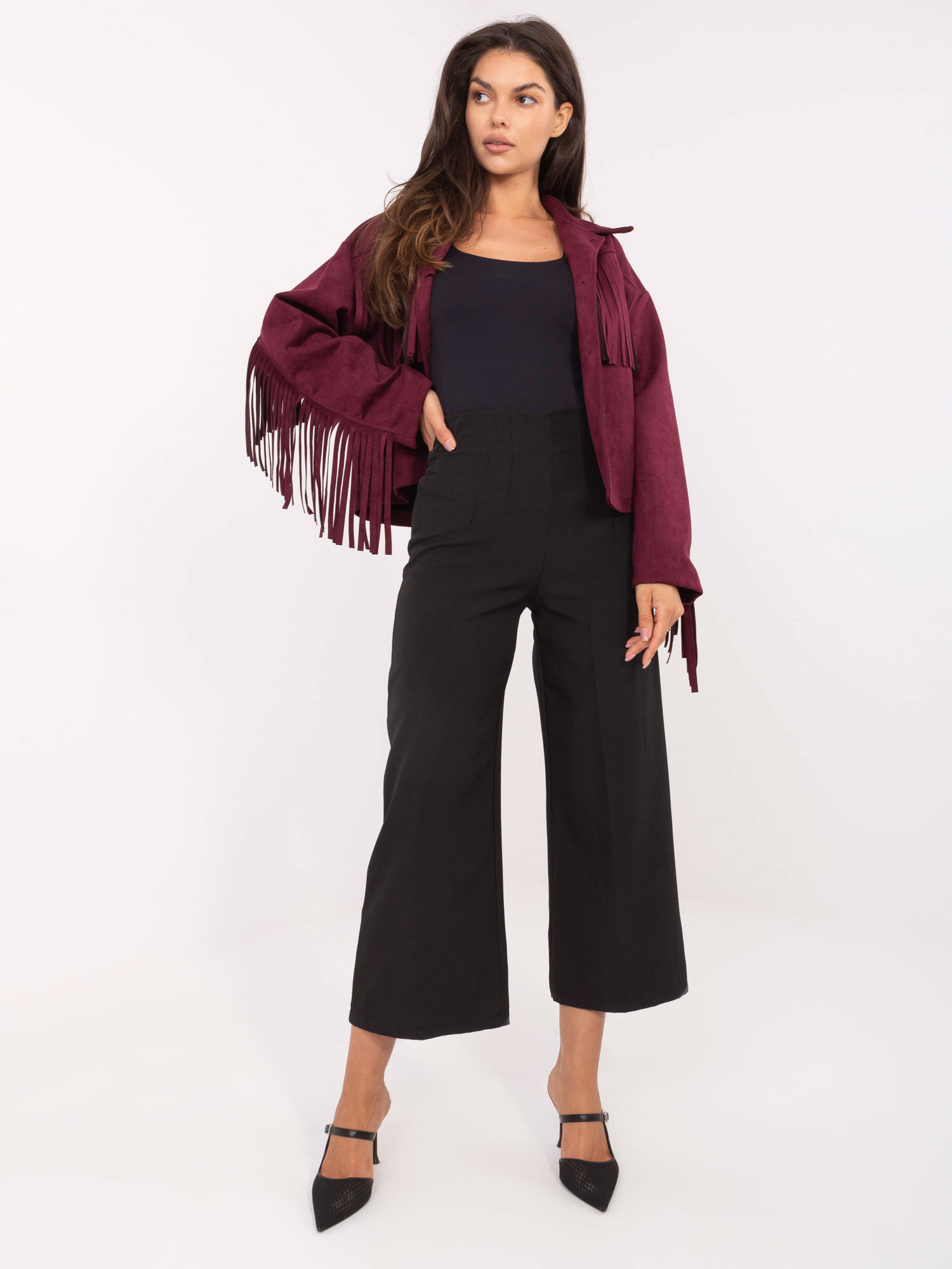 Čierne dámske elegantné nohavice s vysokým pásom IT-SP-FL9068.96-black Veľkosť: S