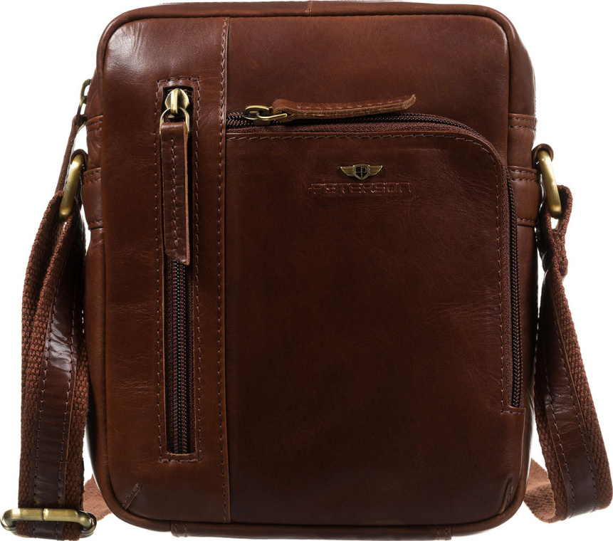 Peterson Hnedá pánska kožená taška cez rameno z pravej kože YP002-TUM Veľkosť: ONE SIZE
