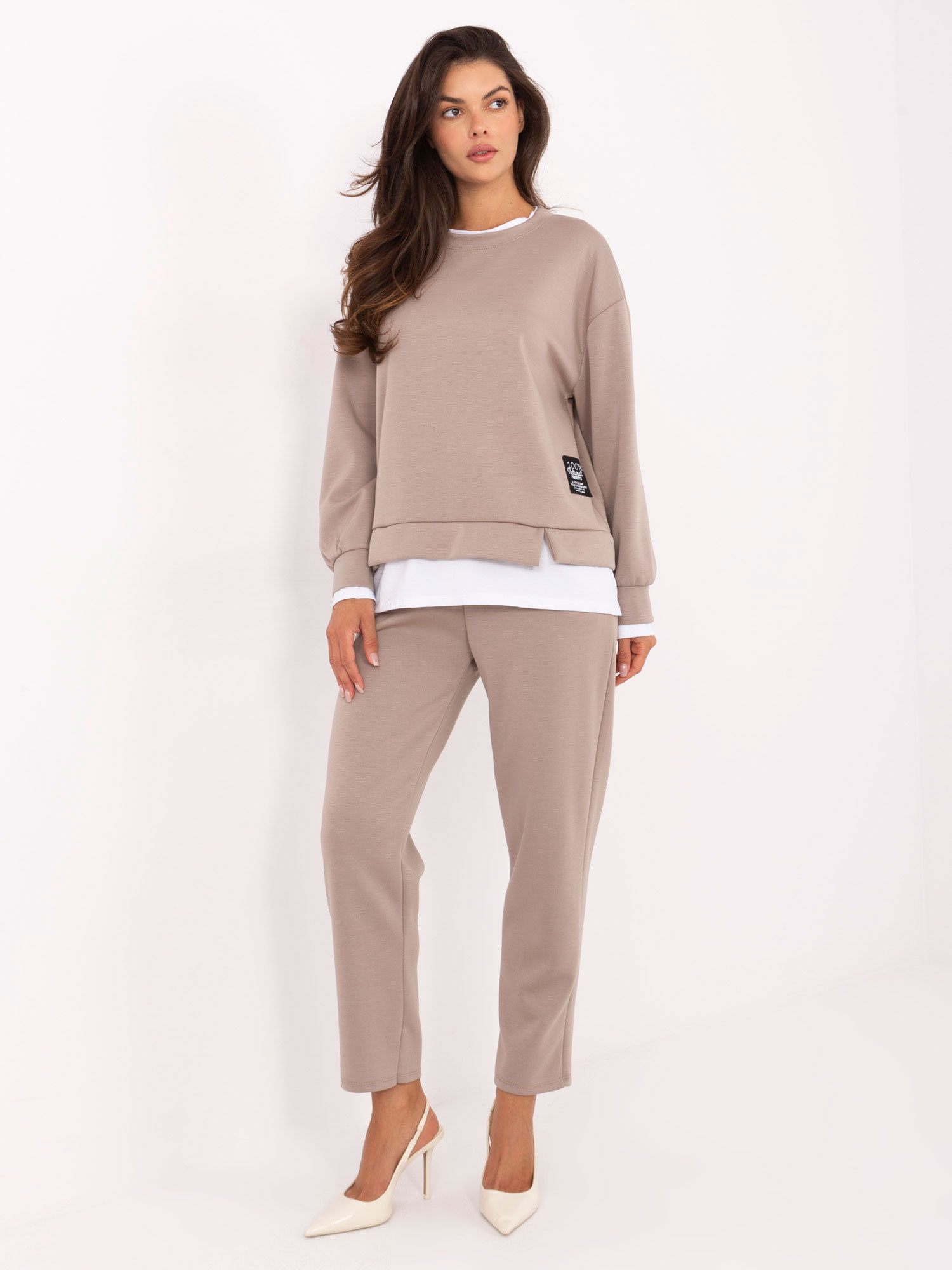Béžová dámska tepláková súprava s viskózou IT-KMPL-9237.46-beige Veľkosť: ONE SIZE