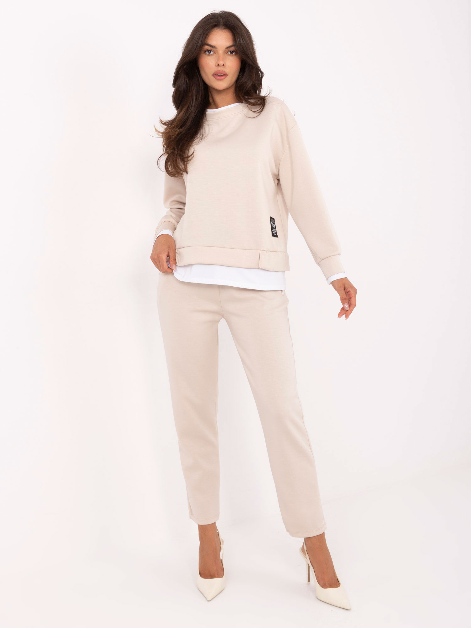 Smotanová dámska tepláková súprava s viskózou IT-KMPL-9237.46-light beige Veľkosť: ONE SIZE