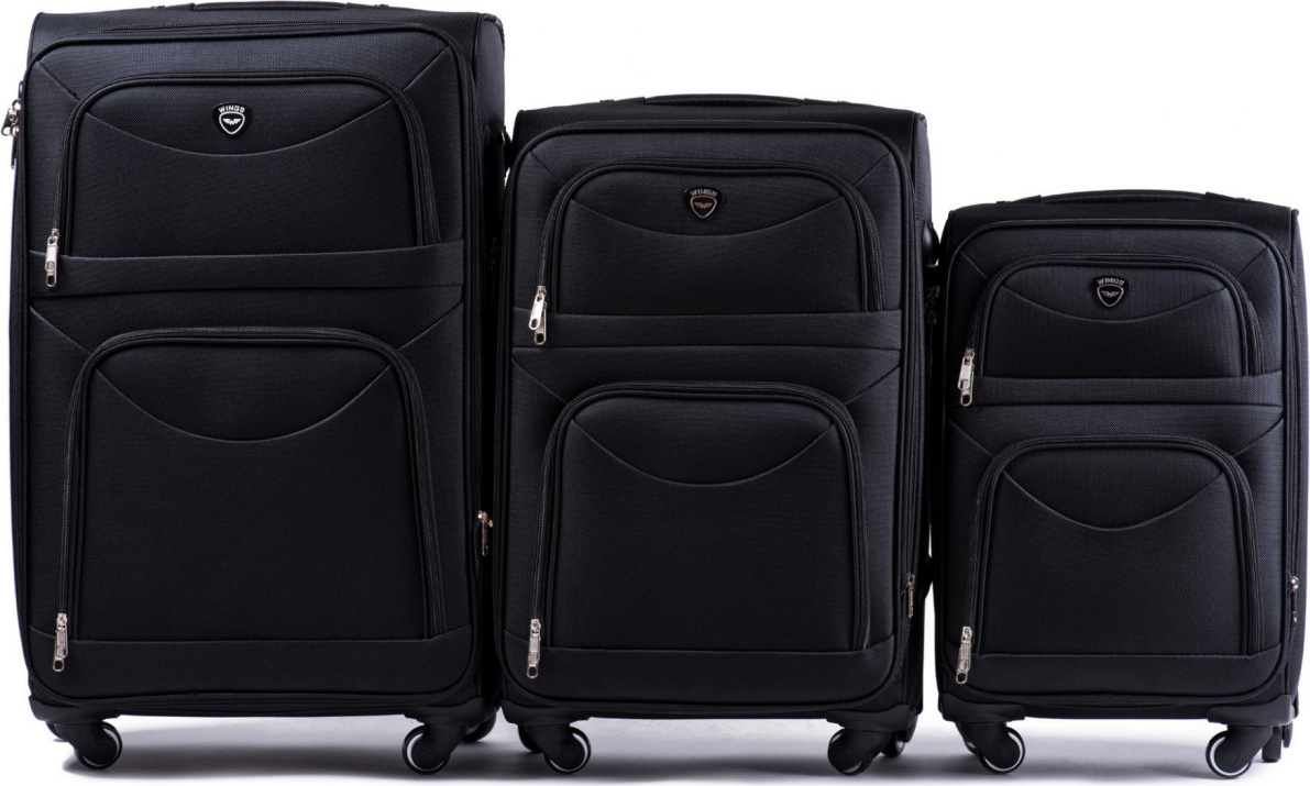 Čierna sada cestovných kufrov 6802(2), L,M,S, Black Veľkosť: Sada kufrov