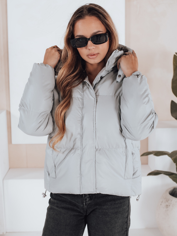 Sivá dámska prešívaná bunda COLLAR TY5190 Veľkosť: S