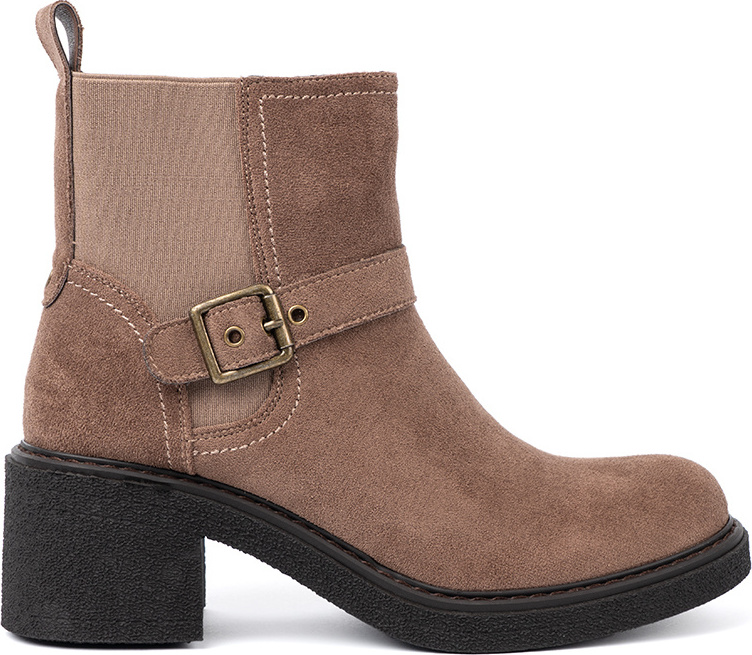 Štýlové dámske béžové členkové topánky na stabilnom podpätku, podpätok 5,5 cm 7827KH Veľkosť: 37