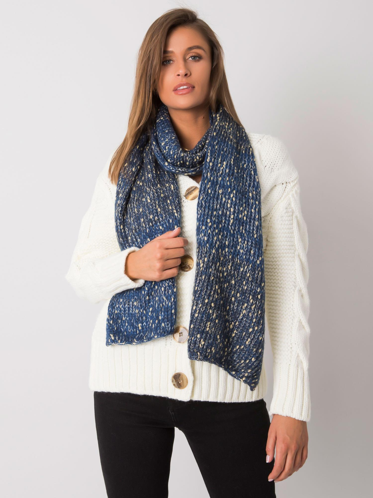 Tmavomodrý šál se zlatou nití AT-SZ-RH-1407.23X-dark blue Veľkosť: ONE SIZE