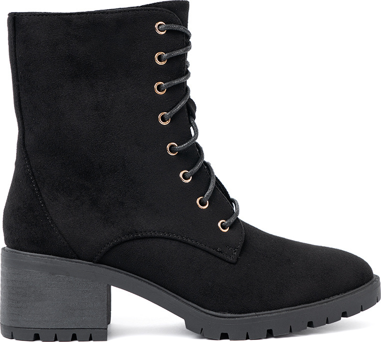 Pohodlné dámske čierne členkové topánky s oválnou špičkou, podpätok 6 cm 5690B Veľkosť: 36