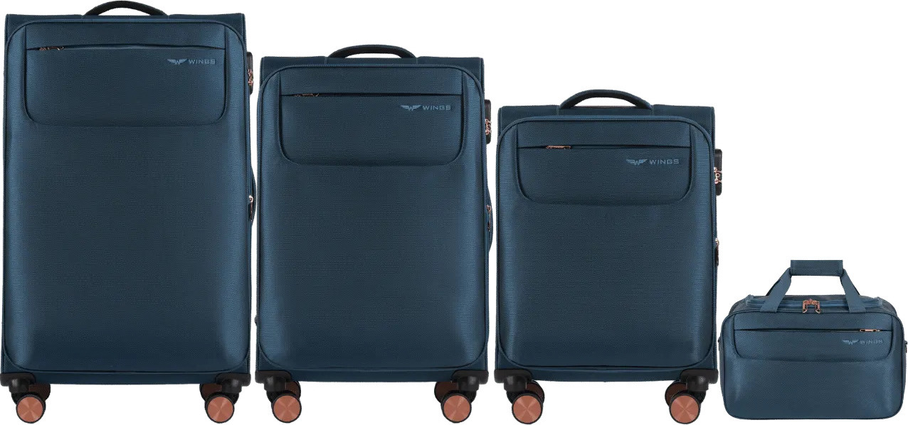 Tmavomodrá sada cestovných kufrov a príručnej batožiny TRN01 Set of 3 suitcases (L, M, S) Wings, Teal + carry-on bag Veľkosť: Sada kufrov