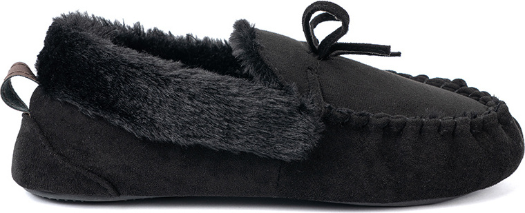 Mäkké dámske čierne šľapky typu mokasíny s mašľou MD1037-1B Veľkosť: 37