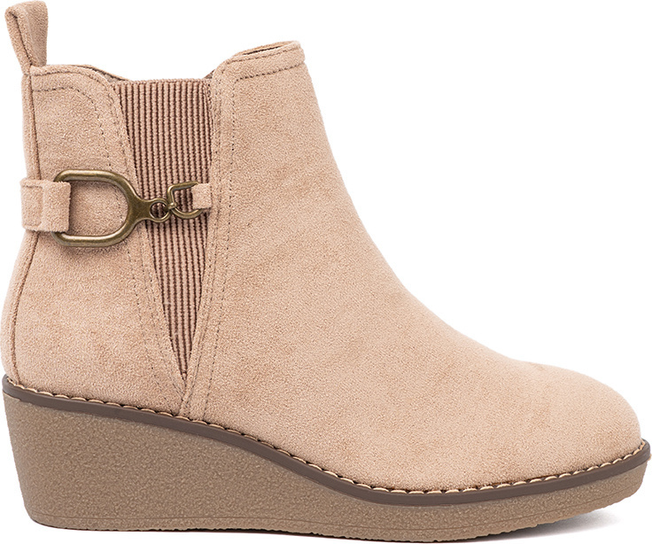 Béžové dámske členkové topánky na pohodlnom nízkom kline MS2081KH Veľkosť: 39