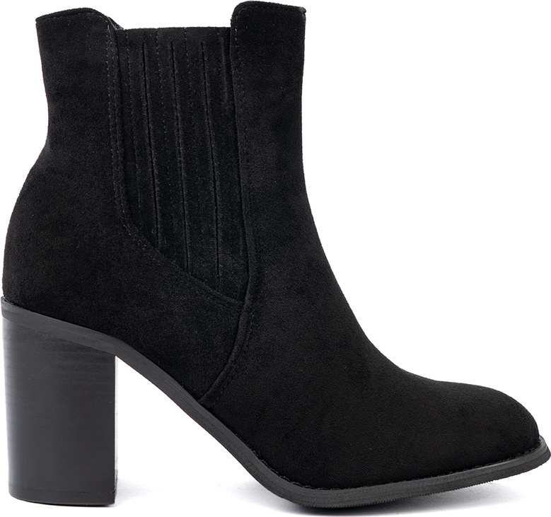 Semišové dámske čierne členkové topánky na stĺpiku, podpätok 8 cm C851B Veľkosť: 36