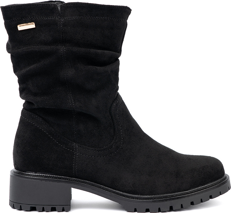 Čierne dámske čižmy s vrásneným zvrškom na zips SA6227B Veľkosť: 37