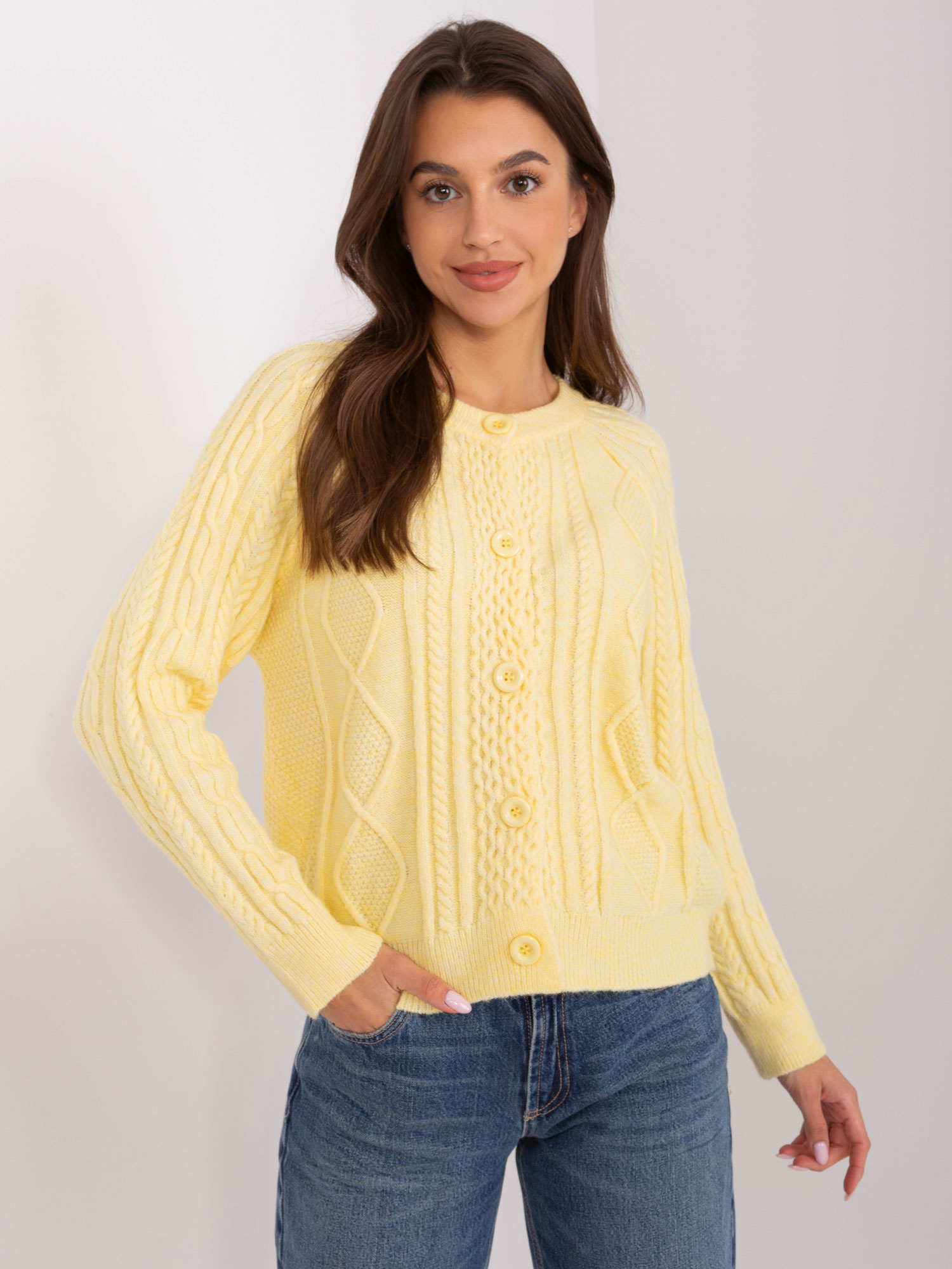 Svetložltý prepínací sveter AT-SW-2346-2.99P-light yellow Veľkosť: ONE SIZE
