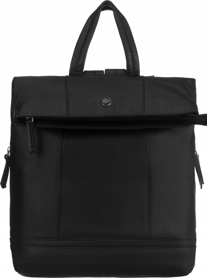 Peterson Čierny priestranný kožený batoh [DH] PTN PLE-369-SNC Veľkosť: ONE SIZE
