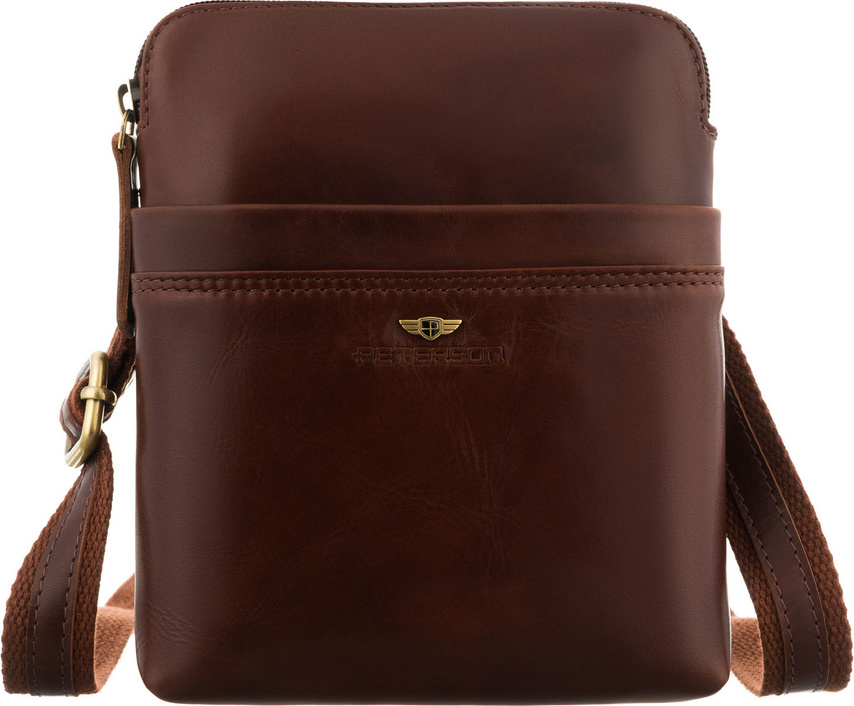 Peterson Hnedá pánska kožená taška cez rameno s púzdrom PTN 19004E-TUM Veľkosť: ONE SIZE