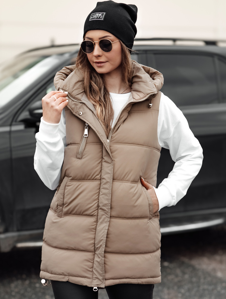 Béžová dámska prešívaná vesta VESTICA TY4780 Veľkosť: S