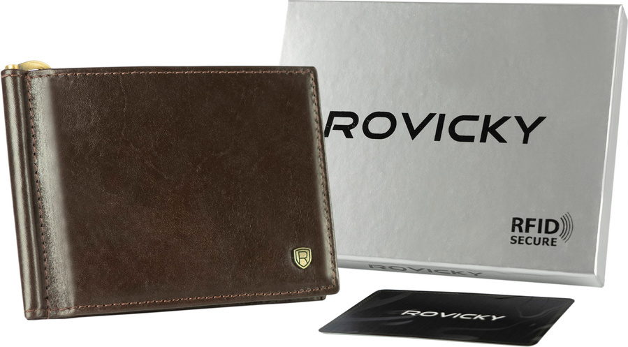 Rovicky Tmavohnedá pánska peňaženka s RFID L266 N1908-RVT Veľkosť: ONE SIZE