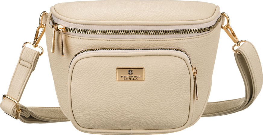 Peterson Béžová dámska koženková ľadvinka s nastaviteľným popruhom PTN MIS-05 Veľkosť: ONE SIZE