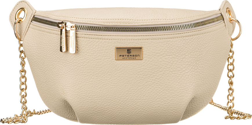 Peterson Béžová dámska jednokomorová ľadvinka s retiazkou PTN MIS-06 Veľkosť: ONE SIZE