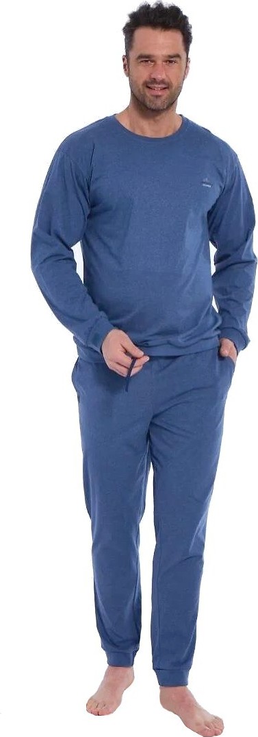 Cornette Modré melanž pánske dlhé pyžamo 322/288 Lofoten 2 dł/r M-2XL meska Veľkosť: M, Barva: Modrá