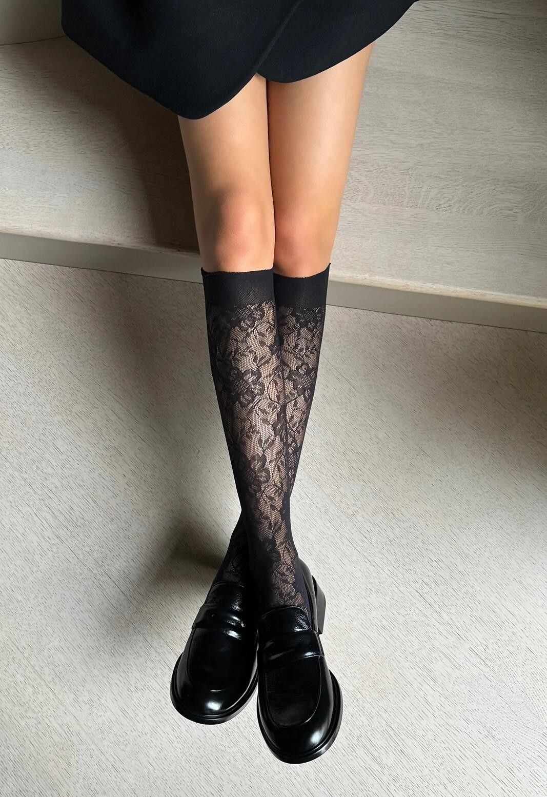 Veneziana Dámske prelamované podkolienky Bellarosa Veľkosť: ONE SIZE, Barva: čierna