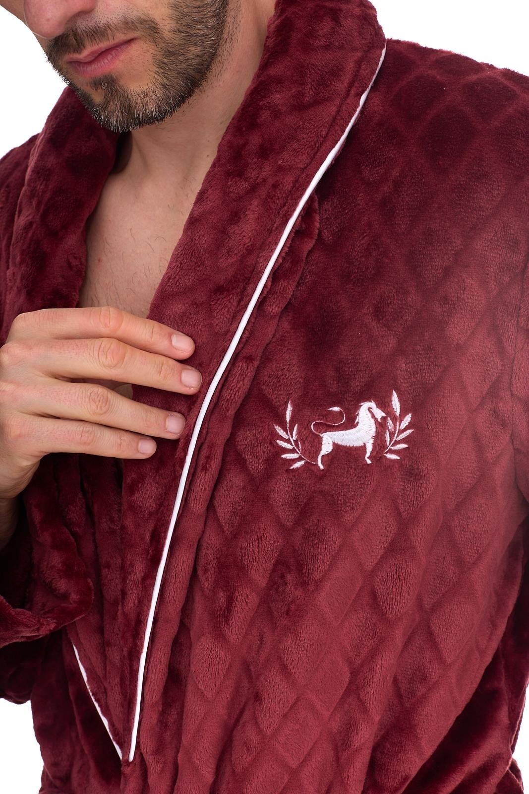 L&L Krátky pánsky župan so vzorom 2453 Ready M-2XL meski Veľkosť: 2XL, Barva: Vínová