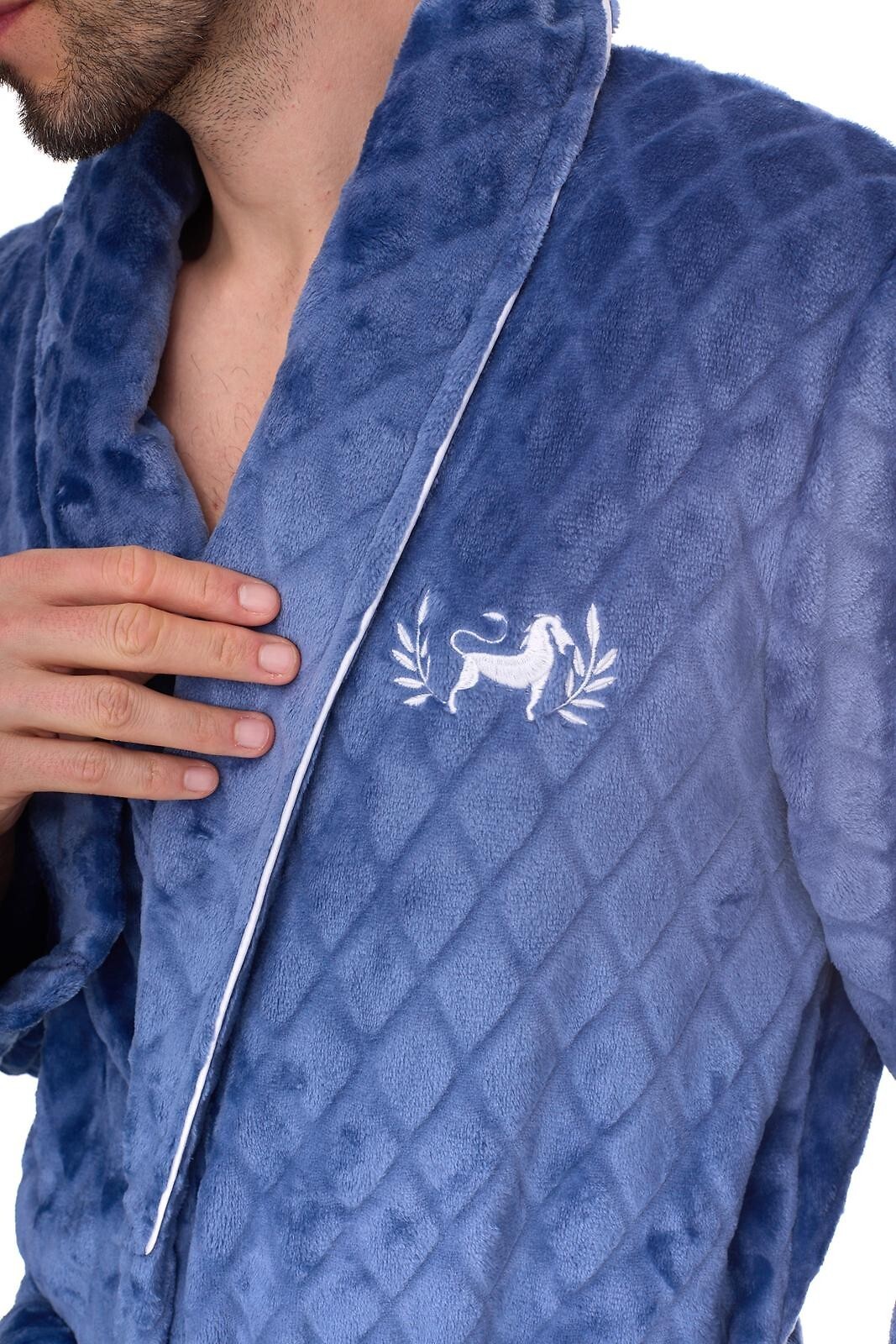 L&L Krátky pánsky župan so vzorom 2453 Ready M-2XL meski Veľkosť: 2XL, Barva: Modrá