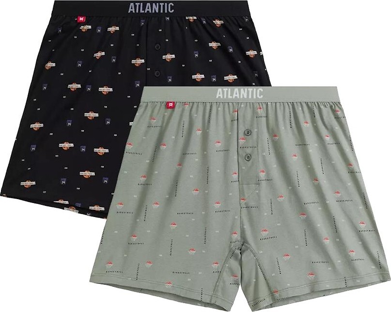 Atlantic Sada pánskych vzorovaných boxeriek - 2 ks 2MBX-075 A'2 S-2XL Veľkosť: XXL, Barva: čierna/khaki