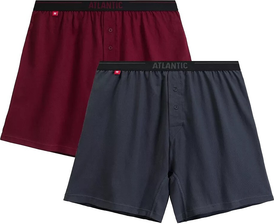 Atlantic Sada pánskych bavlnených boxeriek - 2 ks 2MBX-025/25 A'2 S-2XL Veľkosť: L, Barva: vínová/grafitová