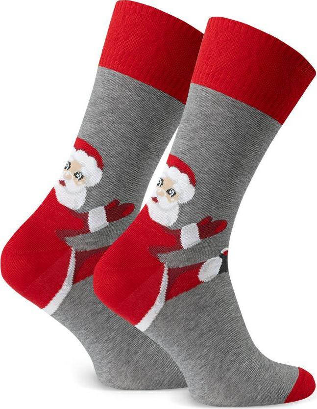 Sivé pánske vysoké ponožky so Santom na päte Art.136 KL171, GRAY MELANGE Veľkosť: 44/46