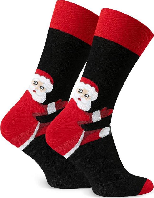 Čierno-červené pánske vysoké ponožky so Santom na päte *Art.136 KM172, BLACK Veľkosť: 44/46