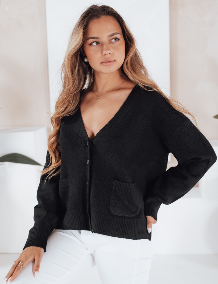 Čierny dámsky krátky kardigan SORELIE s viskózou MY2508 Veľkosť: S/M