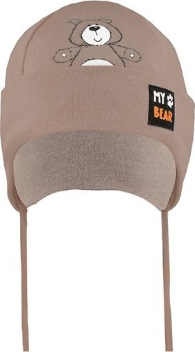 AJS Detská čiapka s viazaním pod krkom 50-012 dziecięca Veľkosť: 36-38 cm, Barva: tmavobéžová