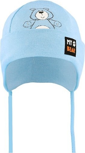 AJS Detská čiapka s viazaním pod krkom 50-012 dziecięca Veľkosť: 44-46 cm, Barva: svetlomodrá