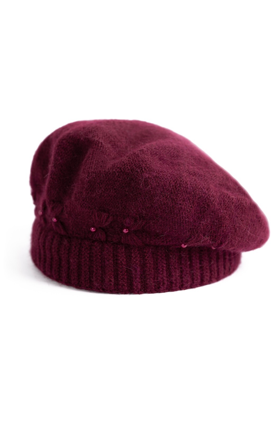 Art Of Polo Mäkký dámsky pletený baret s korálkami 23400 Delas damski Veľkosť: 54-58 cm, Barva: Vínová