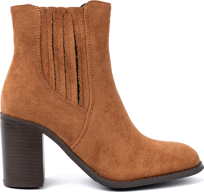 Karamelové dámske členkové topánky na stĺpiku, podpätok 8 cm C851C Veľkosť: 36