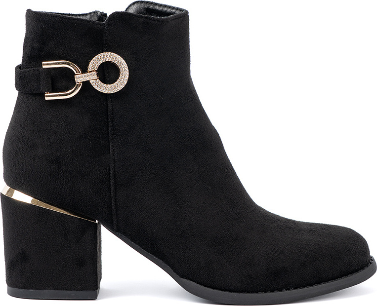 Čierne dámske členkové topánky s elegantnou sponou, podpätok 7 cm 0-610B Veľkosť: 40