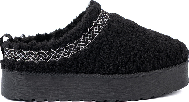 Čierne dámske kožúškové šľapky na platforme MC-39B Veľkosť: 36