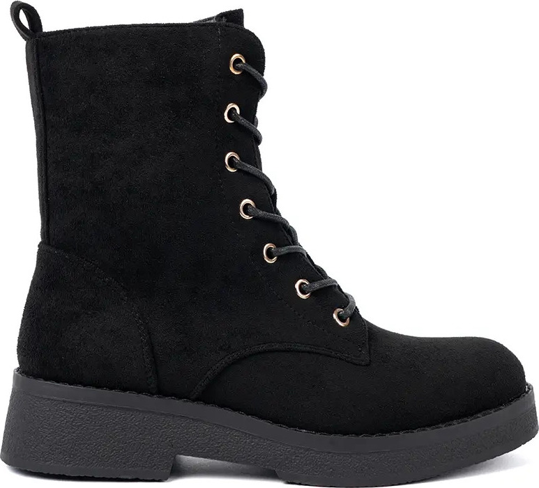 Pohodlné dámske čierne workery na plochej podrážke 68251B Veľkosť: 37