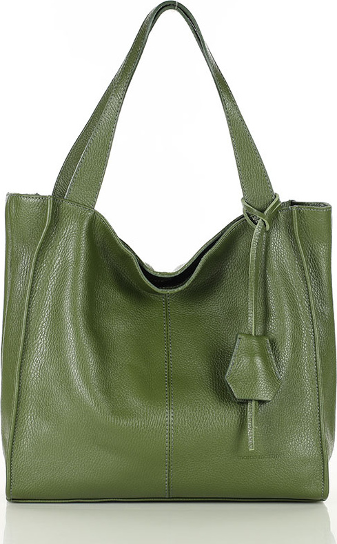 MARCO MAZZINI Zelená kožená shopper kabelka (s139r) Veľkosť: ONE SIZE