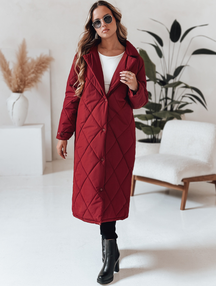 Vínová dámska dlhá prešívaná bunda WARMISSA TY4918 Veľkosť: L