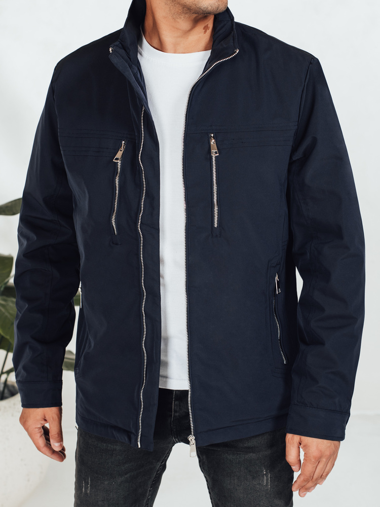 Tmavomodrá pánska prechodová bunda bez kapucne TX5036 Veľkosť: 2XL