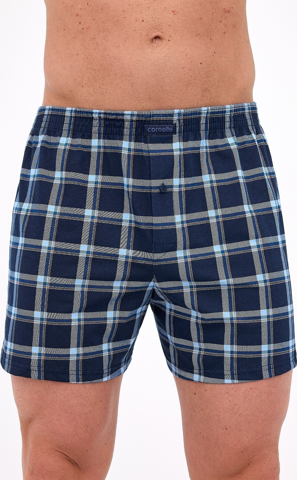 Cornette Tmavomodré pánske kárované trenírky Comfort 008/322 3XL-5XL Veľkosť: 5XL, Barva: tmavomodrá