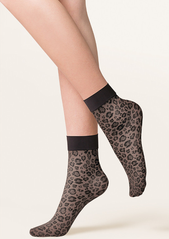 Ponožky s leoparďou potlačou Gabriella Caty 684 20 deň Veľkosť: UNI, Barva: čierna