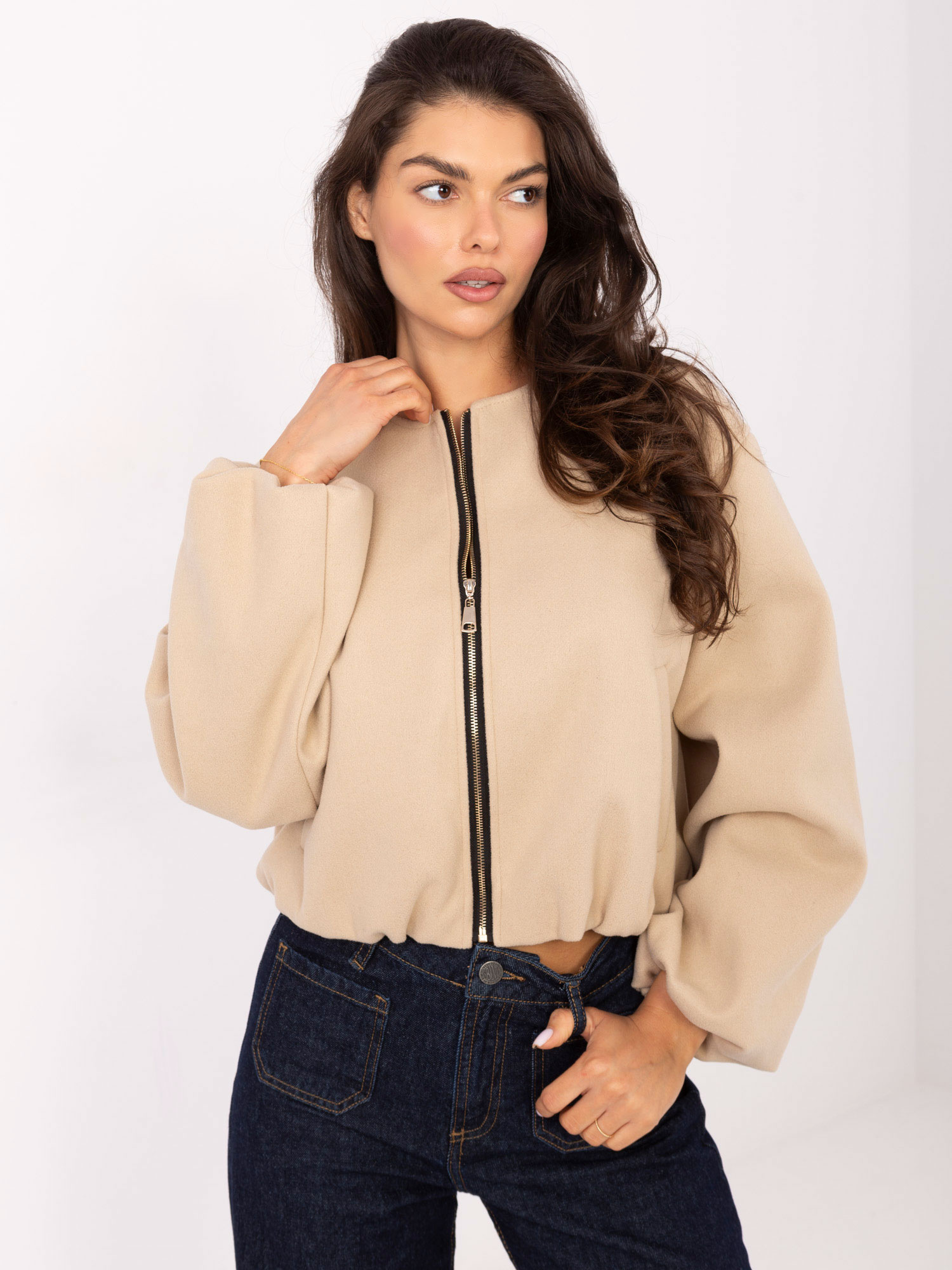 Béžová dámska prechodová bunda IT-KR-A8612.46-beige Veľkosť: ONE SIZE