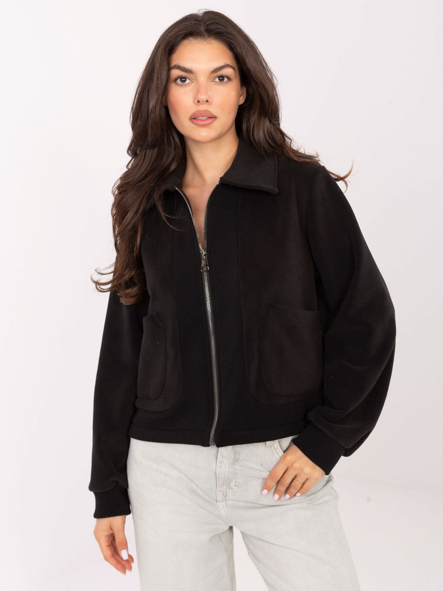 Čierna dámska fleecová bunda s viskózou IT-BL-Z5032.49-black Veľkosť: ONE SIZE