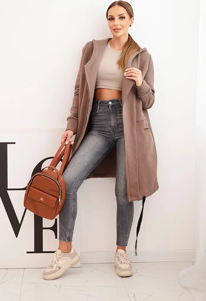 Mocca dámsky zateplený kardigán s kapucňou Veľkosť: ONE SIZE