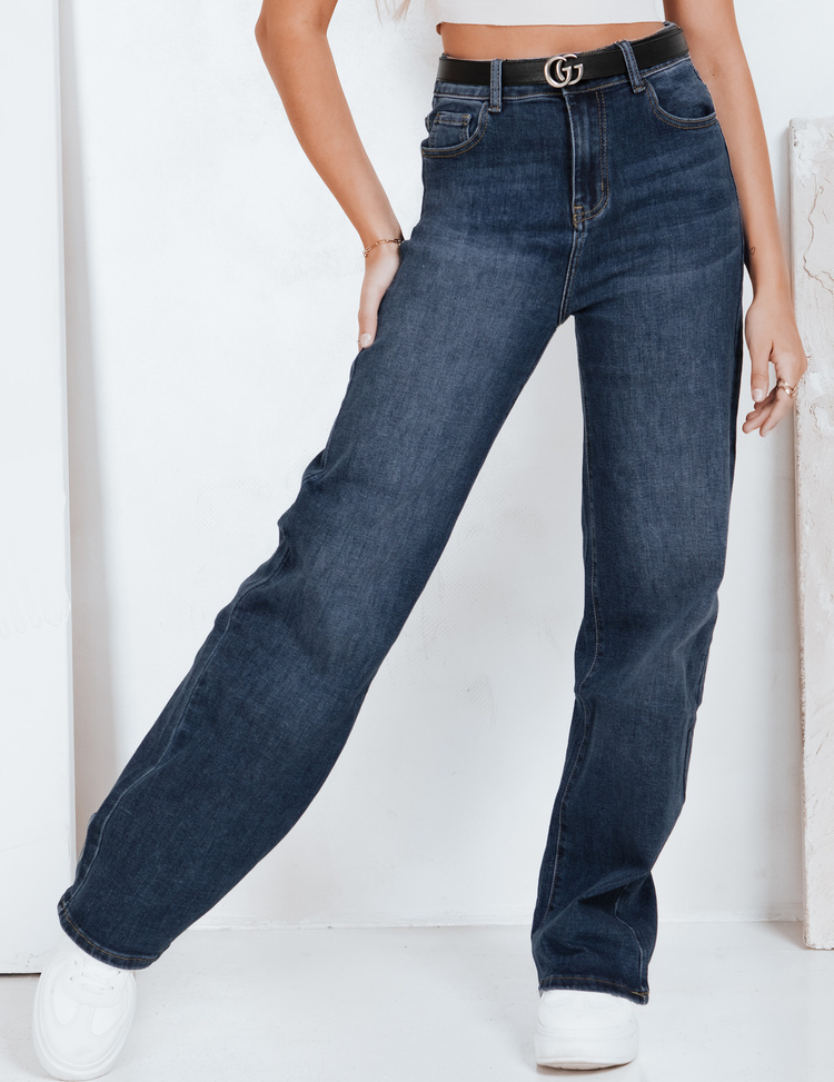 Tmavomodré dámske široké džínsy s vysokým pásom UY2790 Veľkosť: XS